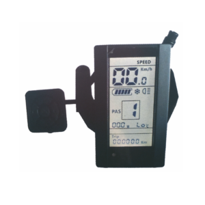 DISPLAY LCD 800U CON REMOTE Funzioni:  36V-48V INDICATORE BATTERIA, VELOCITA’, KM TOTALI E PARZIALI FINO A 9 LIVELLI DI ASSISTENZA